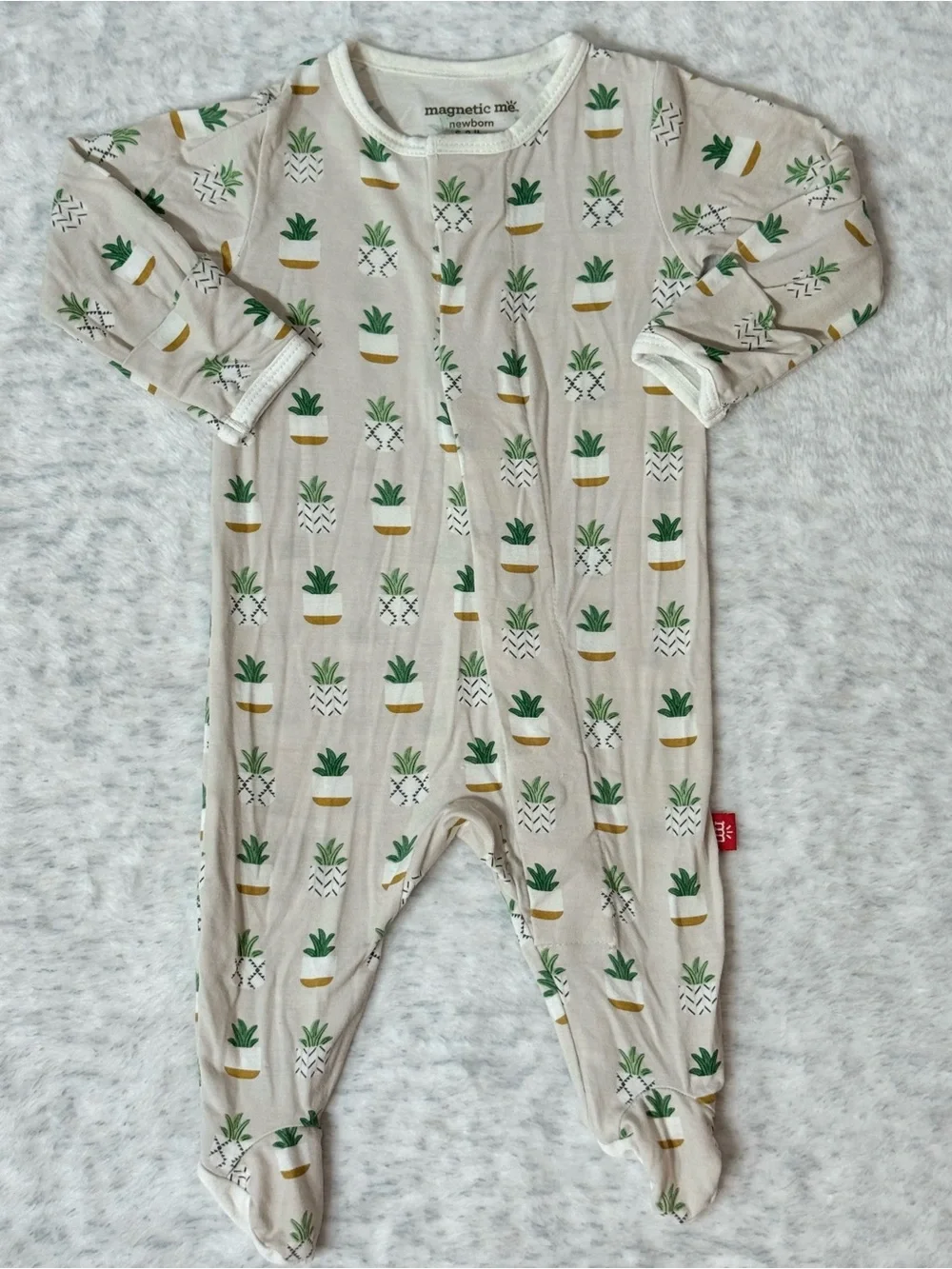 Magnetic Me Potted Plants Succulent Footie Sleeper Newborn Baby Modal Neutral